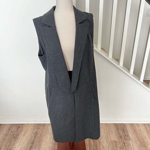 Trouvé sleeveless wool blend long vest jacket with lapel and hook closure Large - Picture 4 of 14